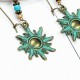 Ethnic Bronze Sun Ear Drop Earrings Retro Style Pendant Earring for Women