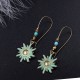 Ethnic Bronze Sun Ear Drop Earrings Retro Style Pendant Earring for Women