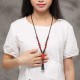 Ethnic Ceramic Beads Tassel Pendant Necklace Ethnic Adjustable Long Necklace for Women