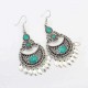 Ethnic Crescent Drop Earring Fashion Hollow Earrings Retro Long Alloy Leaf Earrings