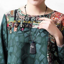 Ethnic Ebony Wood Necklace Vintage Black Long Style Necklace Sweater Necklace For Women