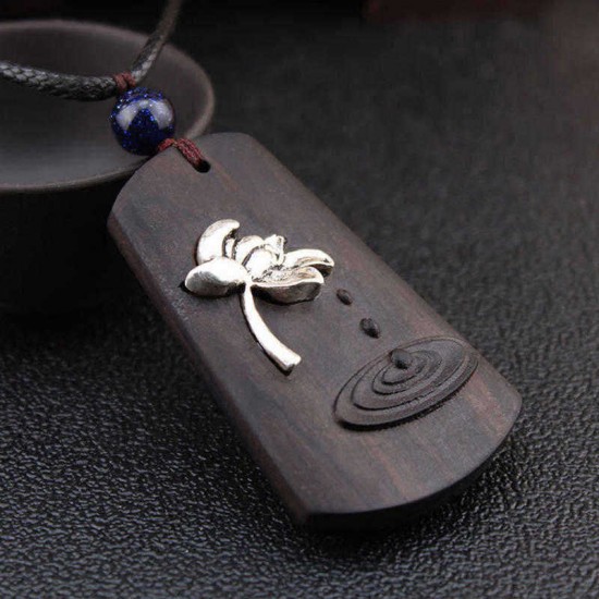 Ethnic Ebony Wood Necklace Vintage Black Long Style Necklace Sweater Necklace For Women