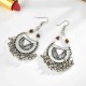 Ethnic Exaggerated Multielement Triangle Fan Shaped Retro Tassel Drop Earring for Women