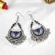 Ethnic Exaggerated Multielement Triangle Fan Shaped Retro Tassel Drop Earring for Women