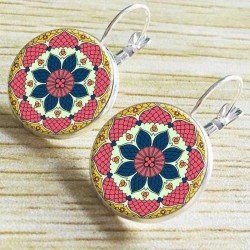 Ethnic Flower Ear Drop Earrings Round Ear Drop Alloy Earring For Women