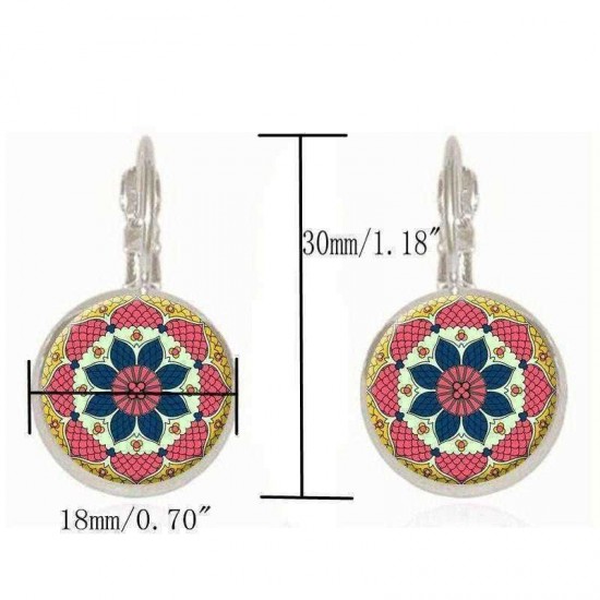 Ethnic Flower Ear Drop Earrings Round Ear Drop Alloy Earring For Women