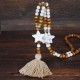 Ethnic Geometric Pendant Long Necklace Tassels Handmade String Beads Long Necklace Bohemian Jewelry