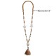 Ethnic Geometric Pendant Long Necklace Tassels Handmade String Beads Long Necklace Bohemian Jewelry