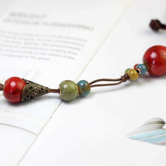 Ethnic Handmade Pendant Necklace Round Beaded Flower Charm Necklace Vintage Jewelry for Women