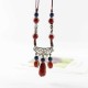 Ethnic Handmade Women's Long Necklace Ceramic Drop Tassel Pendant Vintage Sweater Necklace for Her