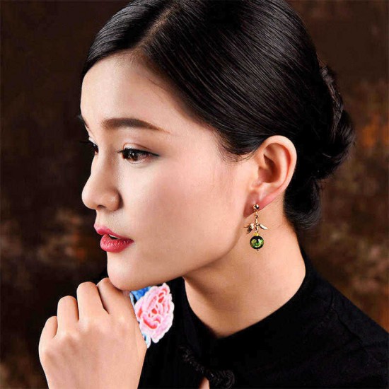 Ethnic Jewelry Dangle Earring Luxury 14K Gold Plated Agate Bamboo Shape Piercing Earrings for Women