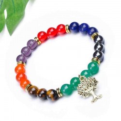 Ethnic Life Tree Pendant Bracelet 8mm Natural Stone Bead Bracelet Jewelry For Women