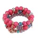 Ethnic Multi-Layer Beaded Bracelet Colorful Natural Stone Alloy Pendant Bracelet For Women