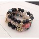 Ethnic Multi-Layer Beaded Bracelet Colorful Natural Stone Alloy Pendant Bracelet For Women