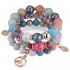 Ethnic Multi-Layer Beaded Bracelet Colorful Natural Stone Alloy Pendant Bracelet For Women