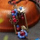 Ethnic Necklace Flower Bird Pattern Vintage Jade Pendant Rope Necklace for Women