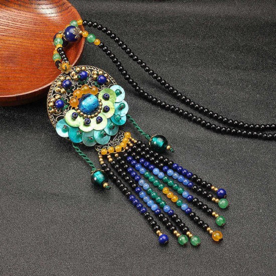 Ethnic Necklace Vintage Beads Blue Jade Necklace Wholesale for Women