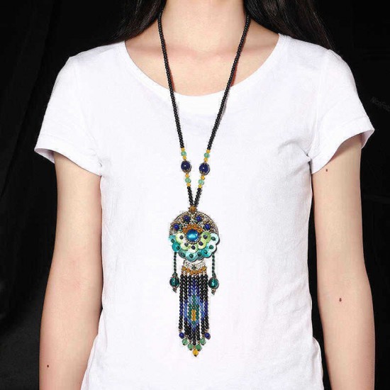 Ethnic Necklace Vintage Beads Blue Jade Necklace Wholesale for Women