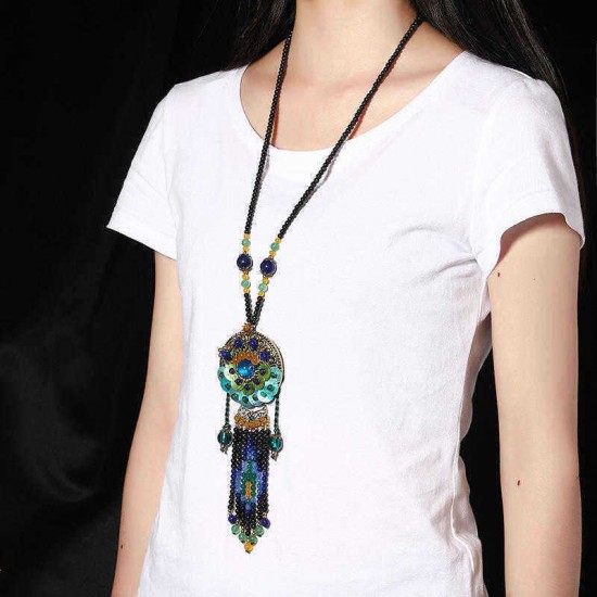 Ethnic Necklace Vintage Beads Blue Jade Necklace Wholesale for Women