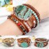 Ethnic Ocean Jasper Stone Bracelet Charm Wrap Leather Bracelet For Women Retro Style Bracelet