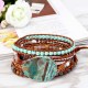 Ethnic Ocean Jasper Stone Bracelet Charm Wrap Leather Bracelet For Women Retro Style Bracelet