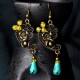 Ethnic Palace Flower Earrings Vintage Alloy Ear Drop Earring For Women Bronzer Alloy Earrings