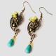 Ethnic Palace Flower Earrings Vintage Alloy Ear Drop Earring For Women Bronzer Alloy Earrings