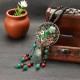 Ethnic Retro Flower Bead Necklace Vintage Rope Jade Tassel Necklace for Women