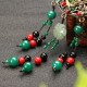 Ethnic Retro Flower Bead Necklace Vintage Rope Jade Tassel Necklace for Women