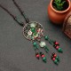 Ethnic Retro Flower Bead Necklace Vintage Rope Jade Tassel Necklace for Women