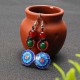 Ethnic Retro Flower Pendant Ear Drop Tassel Agate Vintage Earrings for Women