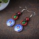 Ethnic Retro Flower Pendant Ear Drop Tassel Agate Vintage Earrings for Women