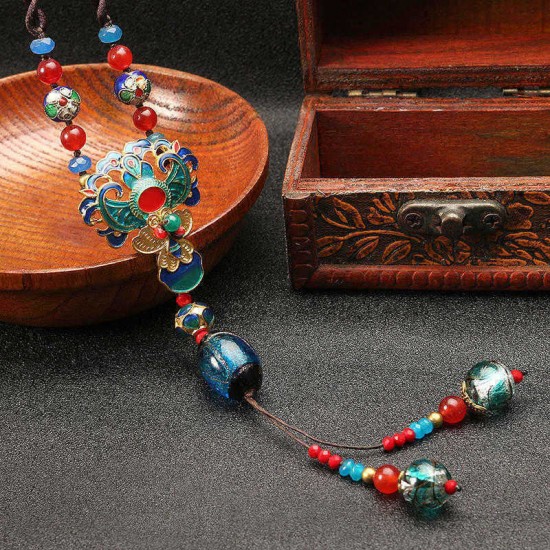 Ethnic Retro Necklace Vintage Jade Beads Rope Long Necklace For Women