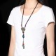 Ethnic Retro Necklace Vintage Jade Beads Rope Long Necklace For Women