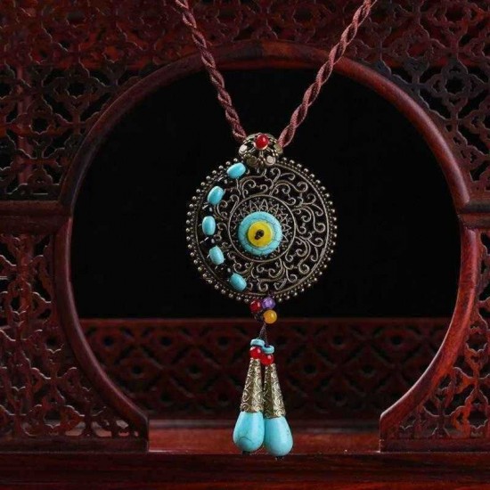 Ethnic Round Tassels Necklace Long-Style Alloy Necklace For Women