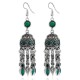 Ethnic Silver Earring Tibetan Statement Rhinestones Tassels Vintage Chandelier Ear Drop For Women