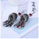 Ethnic Silver Earring Tibetan Statement Rhinestones Tassels Vintage Chandelier Ear Drop For Women