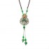 Ethnic Style Necklace Flower Jade Rope Retro Necklace for Women