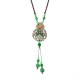 Ethnic Style Necklace Flower Jade Rope Retro Necklace for Women