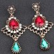 Ethnic Tassel Earring Openwork Drop-shaped Ruby Glass Crystal Temperament Earrings for Women