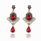 Ethnic Tassel Earring Openwork Drop-shaped Ruby Glass Crystal Temperament Earrings for Women