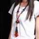 Ethnic Tassel Necklace Wooden Beads Ceramic Long Women Necklace