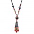 Ethnic Tassel Necklace Wooden Beads Ceramic Long Women Necklace