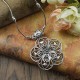 Ethnic Tibetan Hollow Flower Pendant Necklace Antique Silver Necklace Sweater Necklace For Women