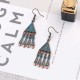 Ethnic Triangle Antique Gold Earring Vintage Alloy Tassels Dangle Earrings for Women