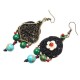 Ethnic Vintage Earrings Retro Agate Ear Drop Tassel Flower Ball Earrings for Women