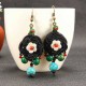 Ethnic Vintage Earrings Retro Agate Ear Drop Tassel Flower Ball Earrings for Women