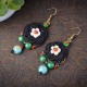 Ethnic Vintage Earrings Retro Agate Ear Drop Tassel Flower Ball Earrings for Women