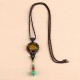 Ethnic Weaving Sweater Necklace Retro Agate Long Style Necklace For Women