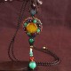 Ethnic Weaving Sweater Necklace Retro Agate Long Style Necklace For Women